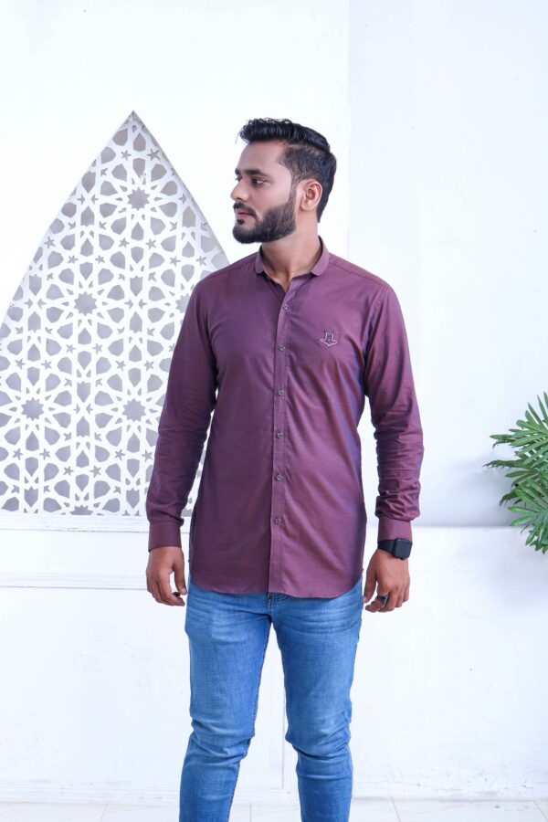 Purple Short Collar Slim Fit  Shirt