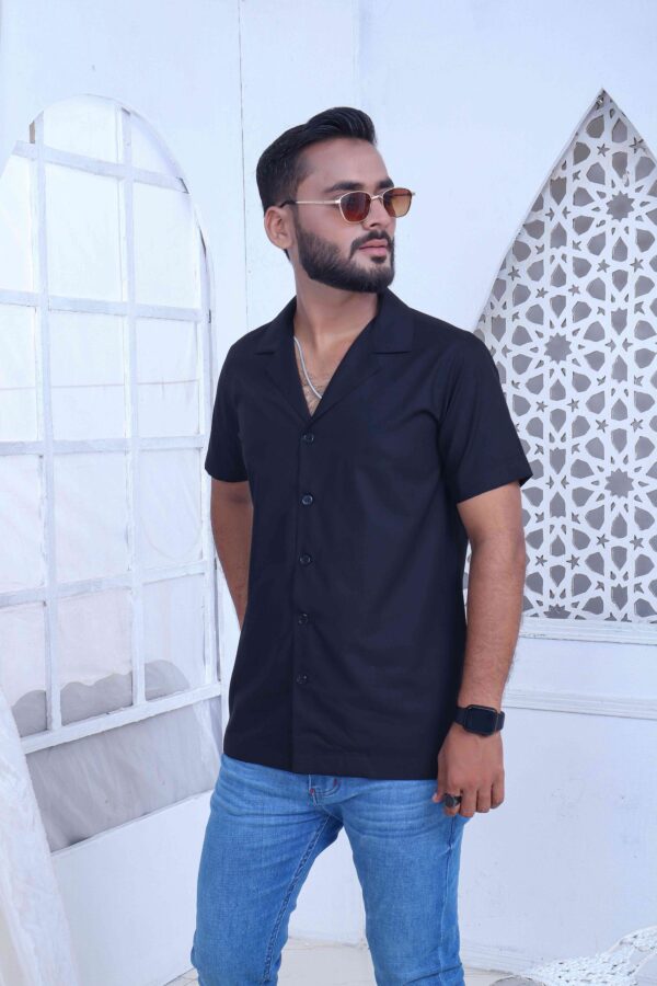 Black Washing Wear Coat Collar Shirt