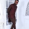 Chocolate Brown Kurta Pajama With Waistcoat - Image 5